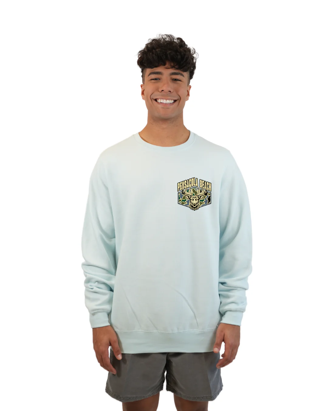 Pensacola Beach Deer Men Crewneck – Camouflage Edition - Image 7