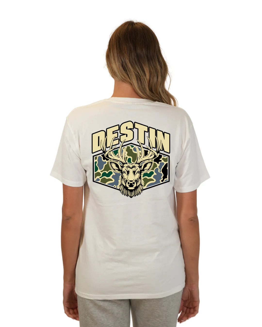 Destin Deer Women T-Shirt – Camouflage Edition - Image 2