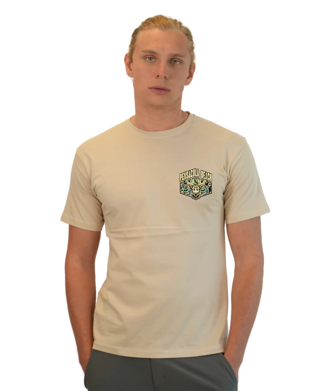 Pensacola Beach Deer Men T-Shirt – Camouflage Edition - Image 9
