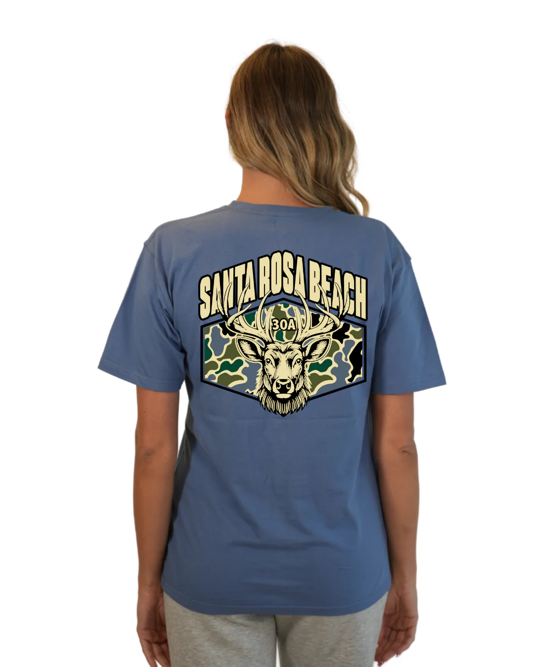 Santa Rosa Beach Deer Women T-Shirt – Camouflage Edition - Image 10