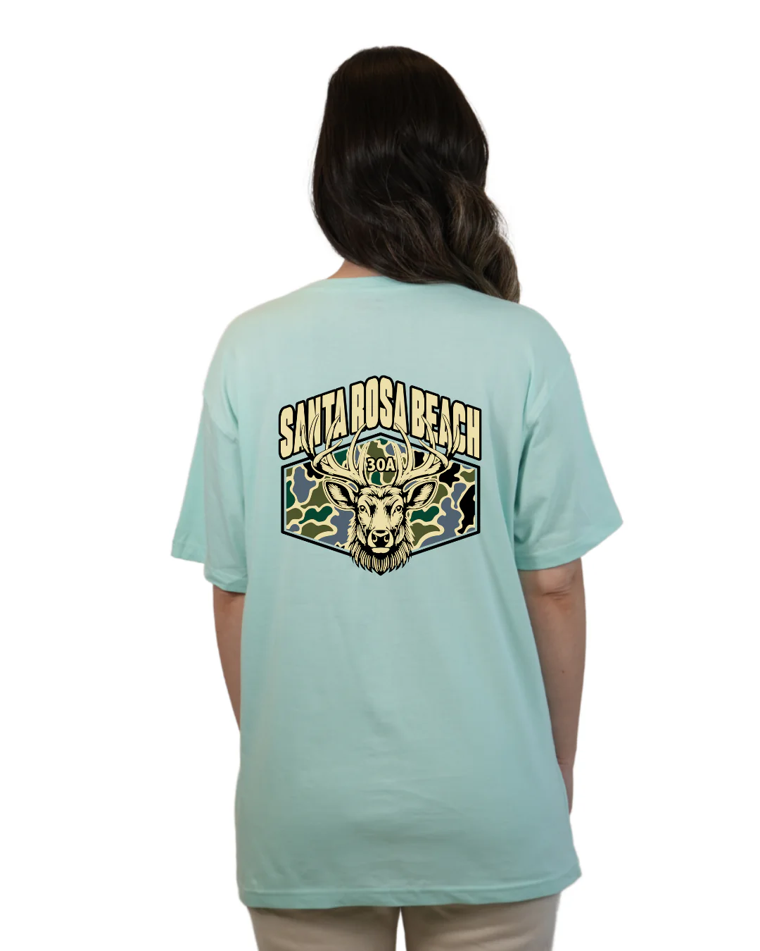Santa Rosa Beach Deer Women T-Shirt – Camouflage Edition - Image 12