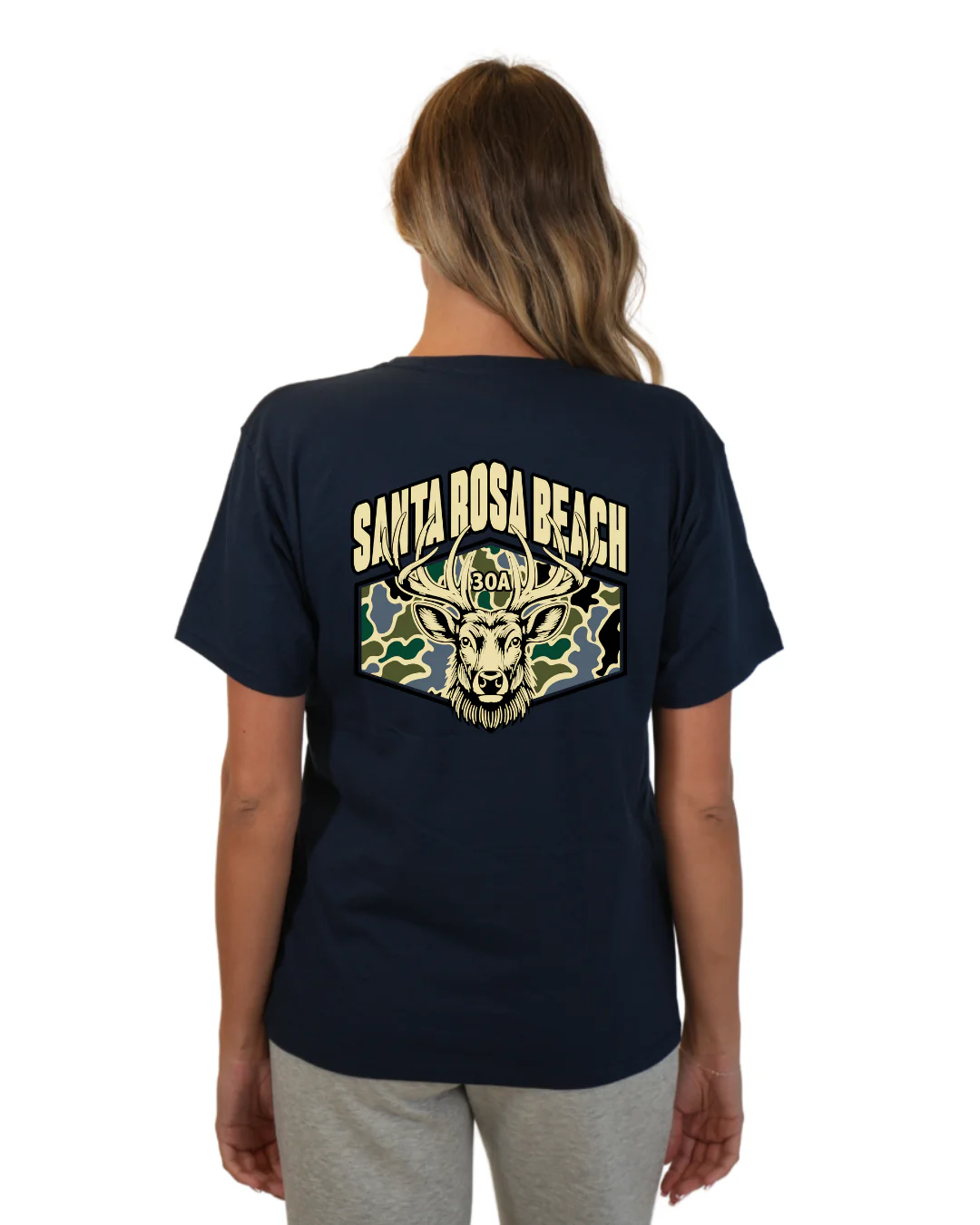 Santa Rosa Beach Deer Women T-Shirt – Camouflage Edition - Image 14