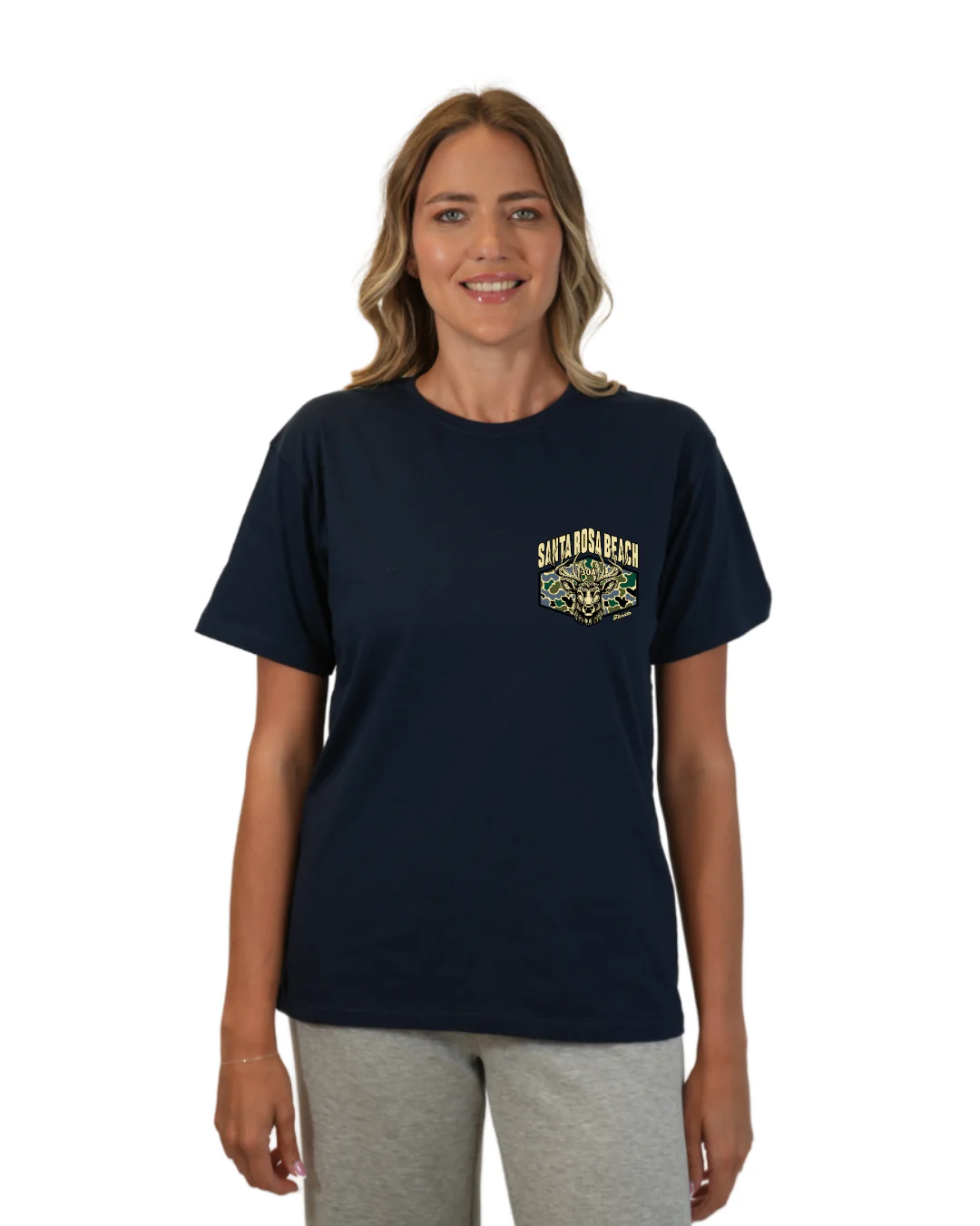 Santa Rosa Beach Deer Women T-Shirt – Camouflage Edition - Image 7