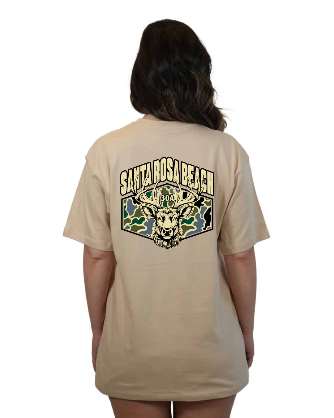 Santa Rosa Beach Deer Women T-Shirt – Camouflage Edition - Image 8