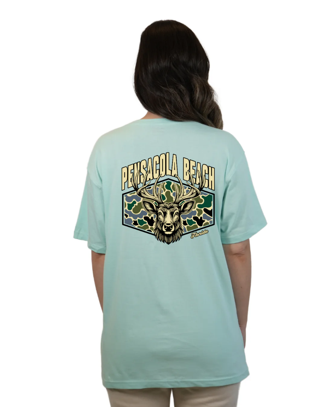 Pensacola Beach Deer Women T-Shirt – Camouflage Edition - Image 12