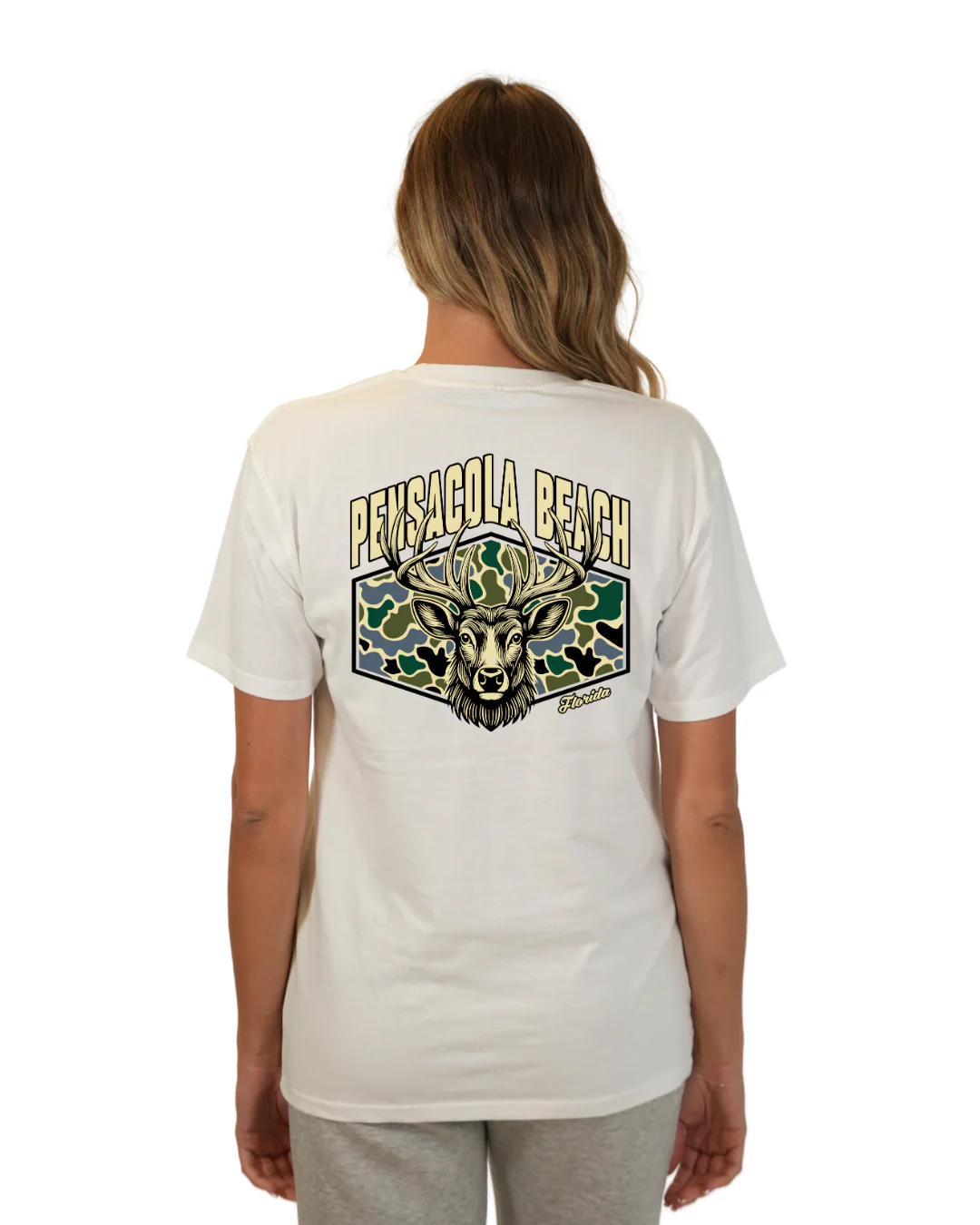Pensacola Beach Deer Women T-Shirt – Camouflage Edition - Image 13
