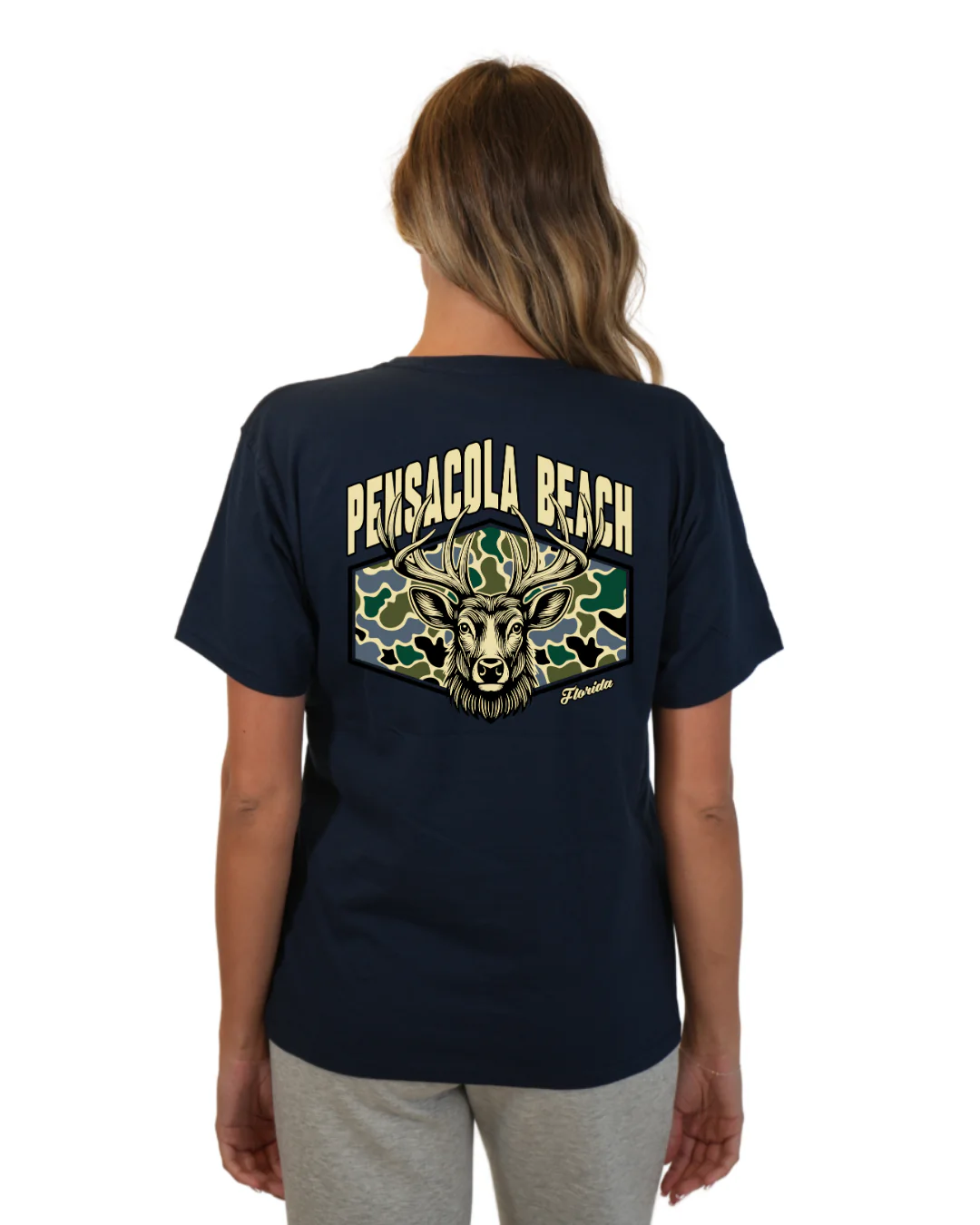 Pensacola Beach Deer Women T-Shirt – Camouflage Edition - Image 14
