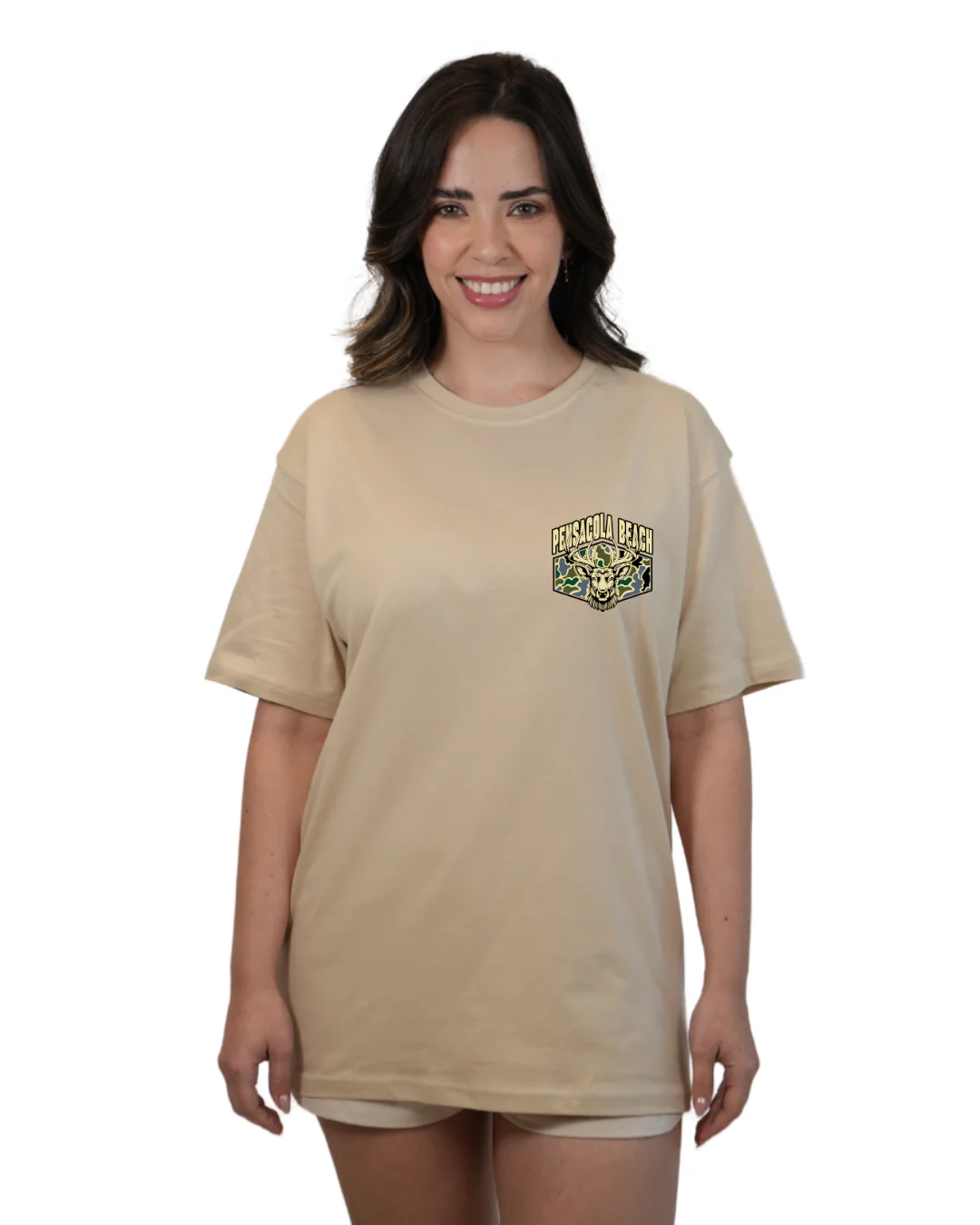 Pensacola Beach Deer Women T-Shirt – Camouflage Edition - Image 6