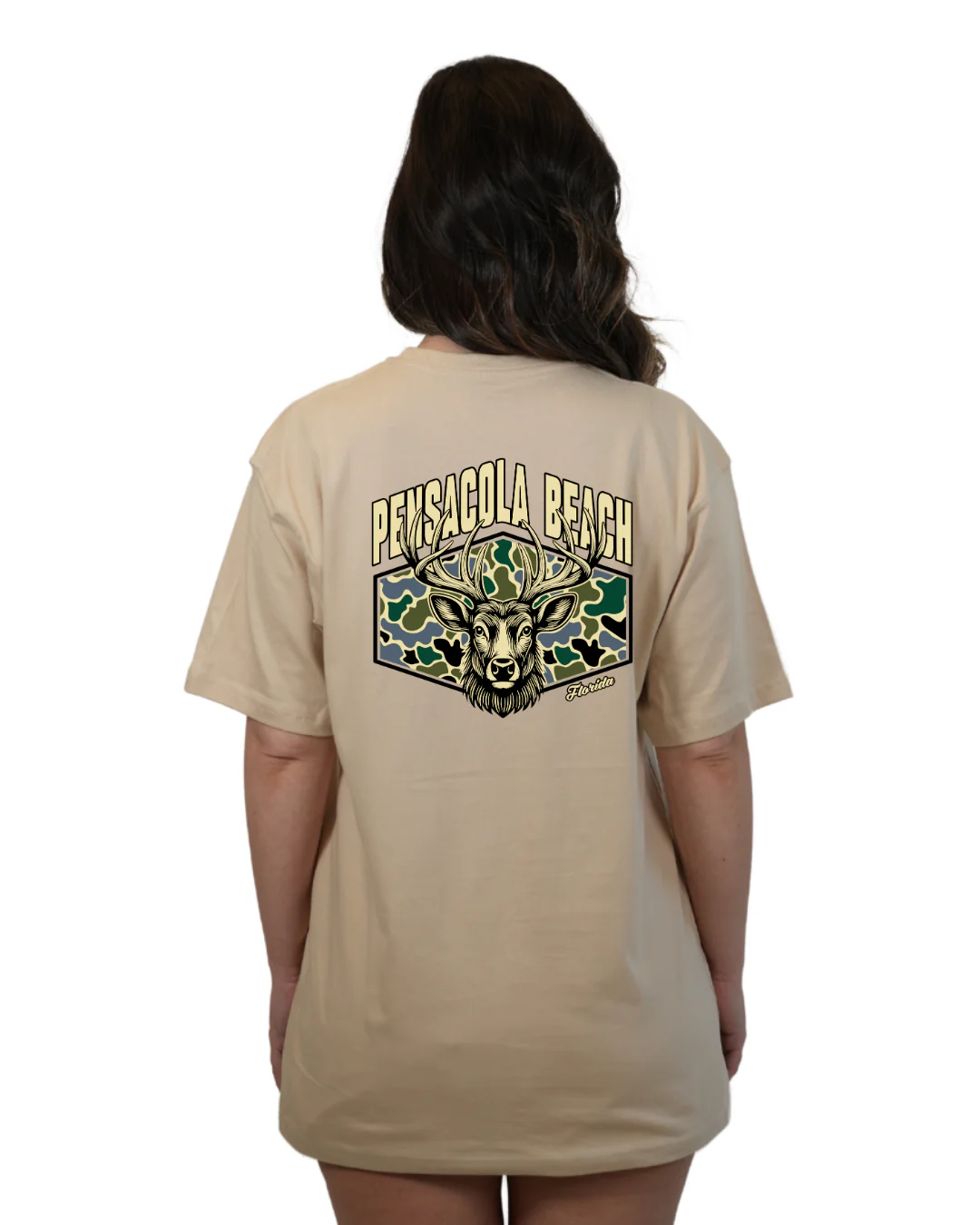 Pensacola Beach Deer Women T-Shirt – Camouflage Edition - Image 8