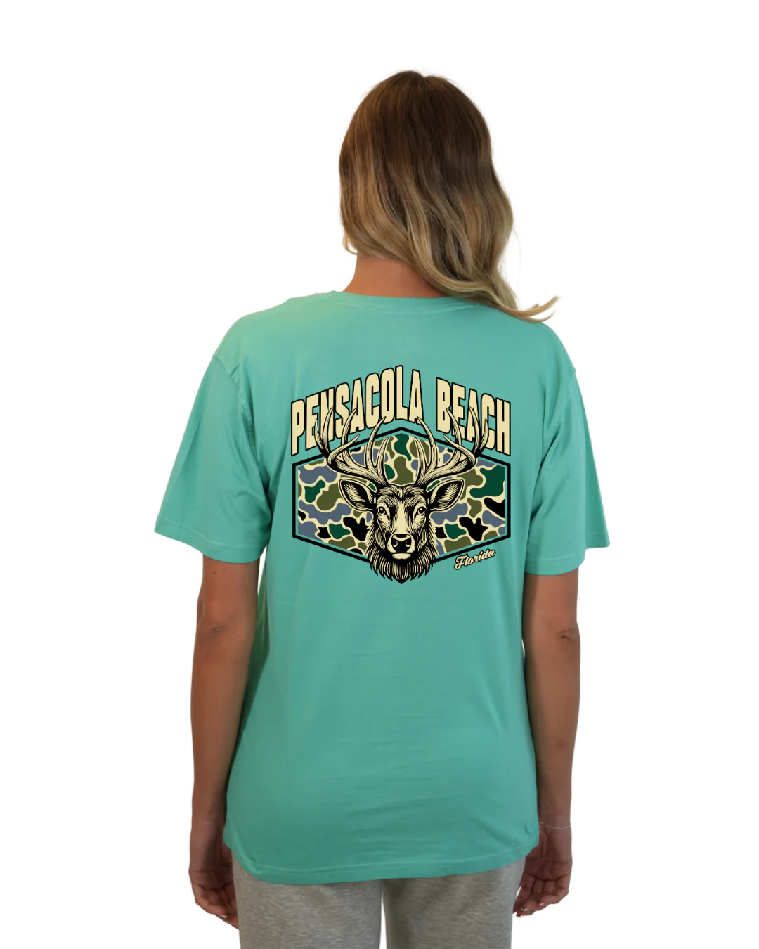 Pensacola Beach Deer Women T-Shirt – Camouflage Edition - Image 9