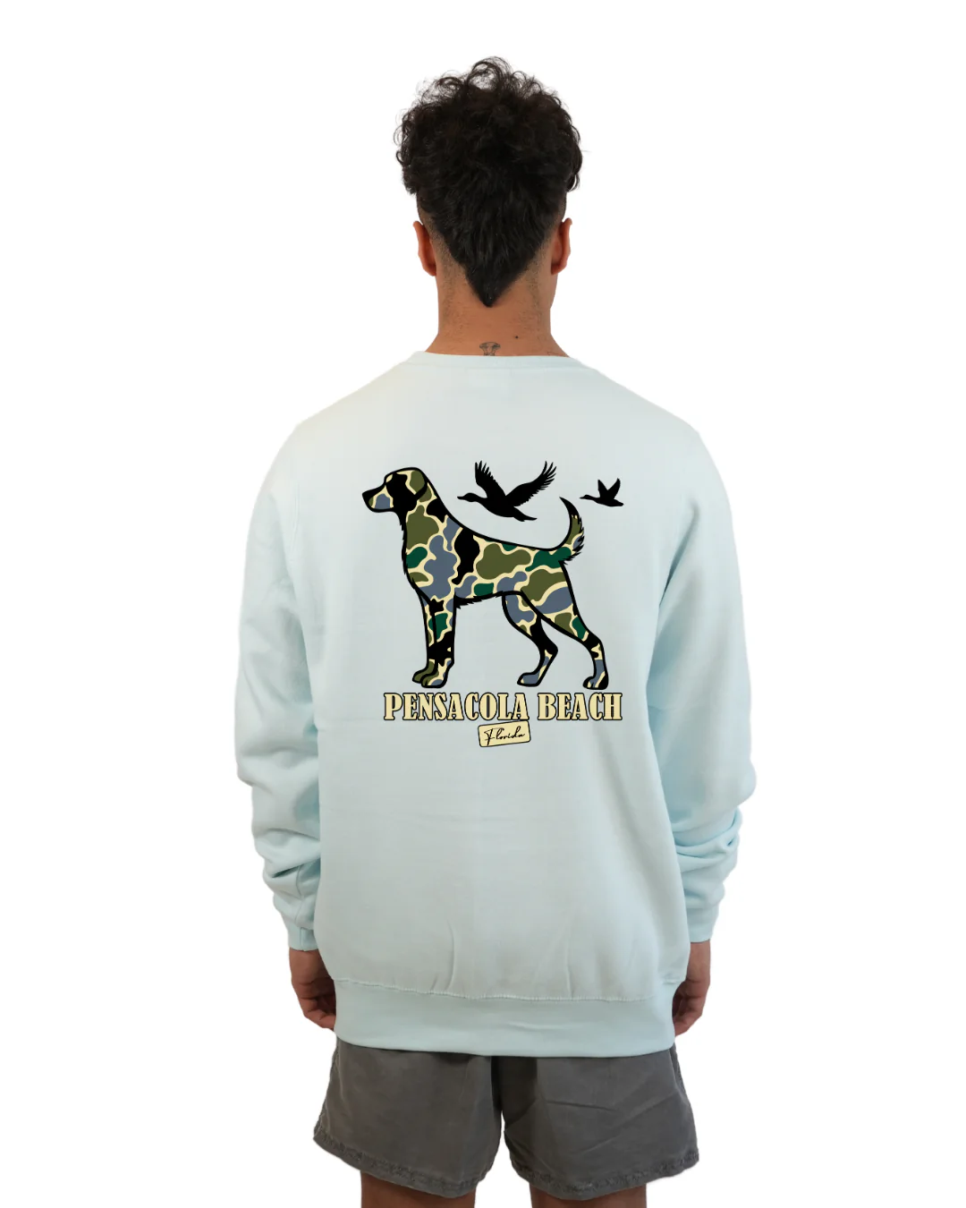 Pensacola Beach Dog Men Crewneck – Camouflage Edition - Image 10