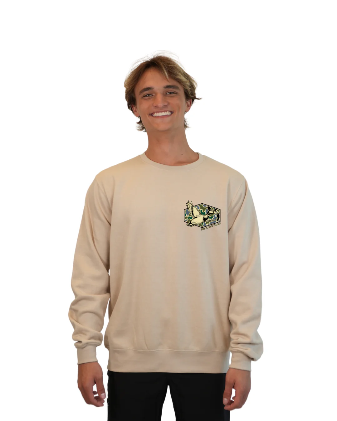 Pensacola Beach Duck Men Crewneck – Camouflage Edition - Image 3