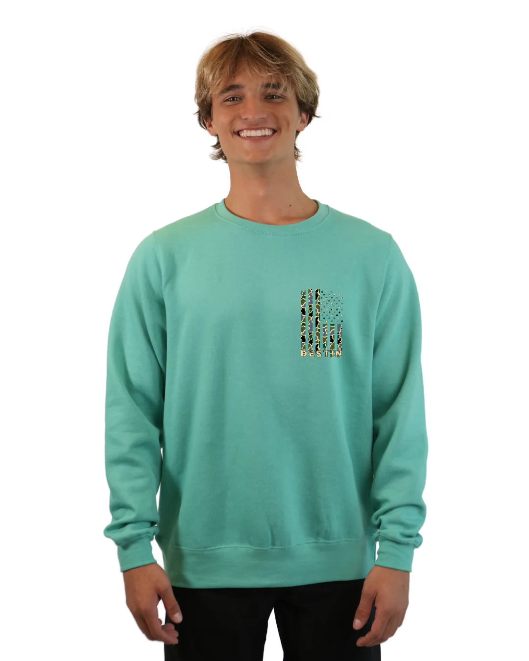 Destin Flag Men Crewneck – Camouflage Edition - Image 3