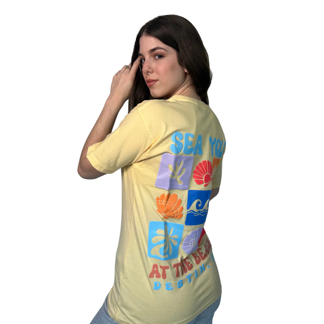 Destin, Fl Combed Cotton Women T-Shirt with Sea You at the beach Design Style CC1000 - Image 2