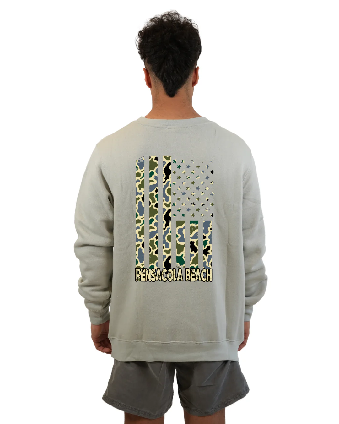 Pensacola Beach Flag Men Crewneck – Camouflage Edition - Image 2