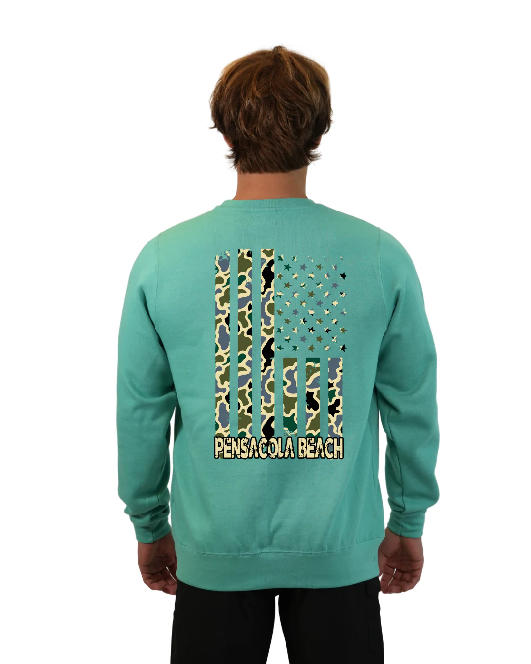 Pensacola Beach Flag Men Crewneck – Camouflage Edition - Image 9