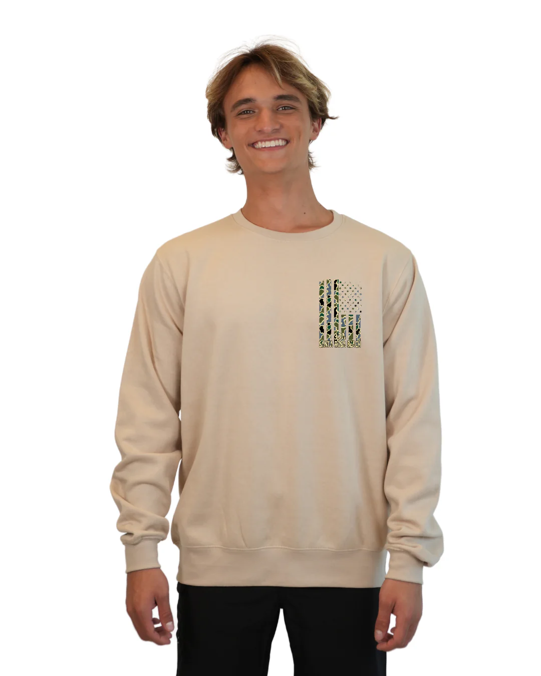 Santa Rosa Flag Men Crewneck – Camouflage Edition - Image 3