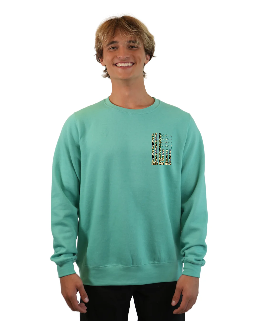 Santa Rosa Flag Men Crewneck – Camouflage Edition - Image 4