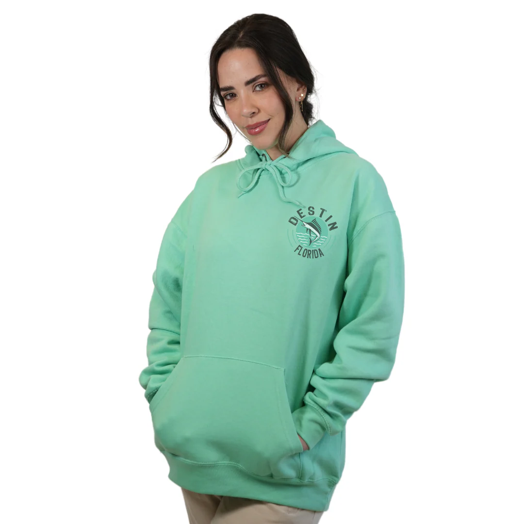 Destin Florida Pullover Hoodie Women with front Marlin Pocket design and the same back big design Style 252 - Image 3