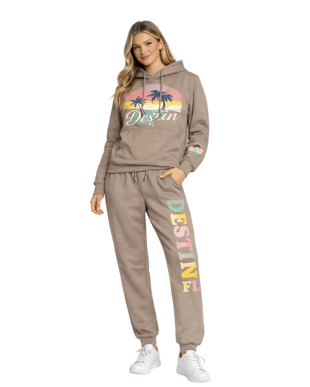 Destin Palm Tree/ Stripes Hoodie -Part of a Set-Style ETP010HD