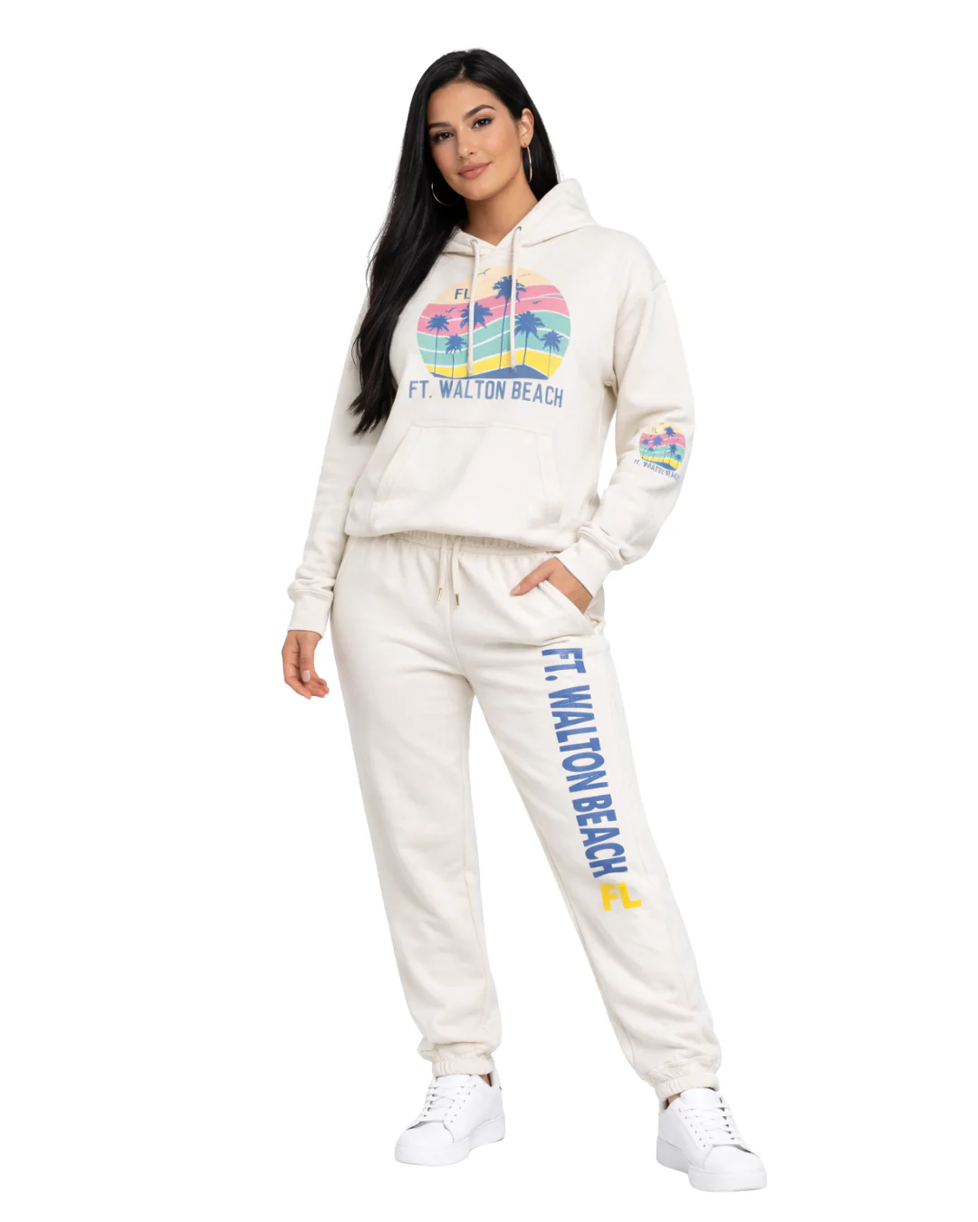 Ft. Walton Beach Palm Tree/ Stripes Hoodie -Part of a Set- Style ETP010HD - Image 3