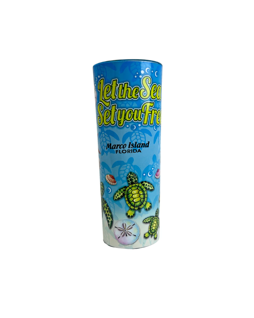 Marco Island Turtle Glass Tube 4"High 1.5 Diameter