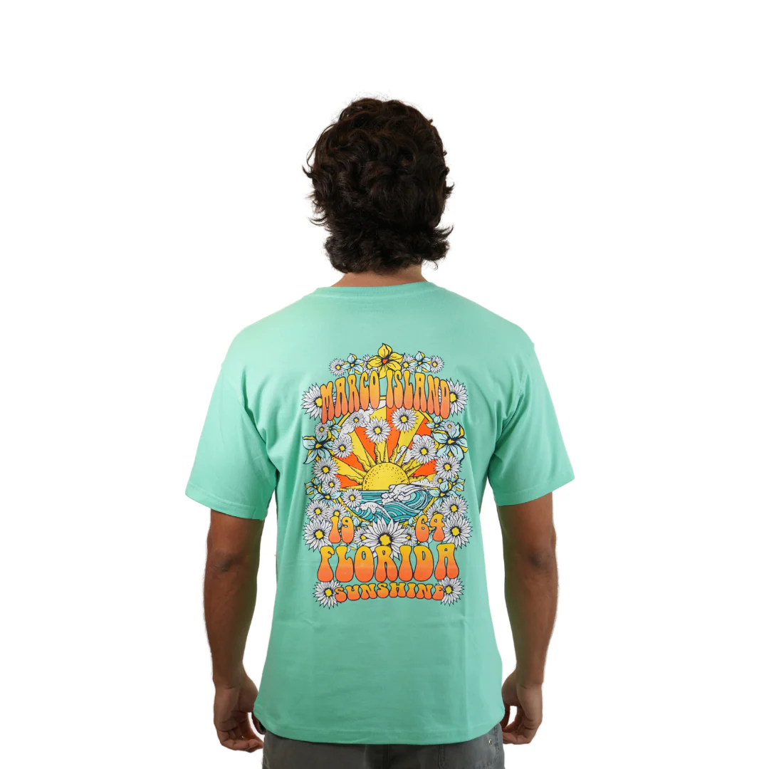 Marco Island Vintage Flowers Combed/Cotton Unisex Mint T-Shirt Style Cc1000 - Image 2