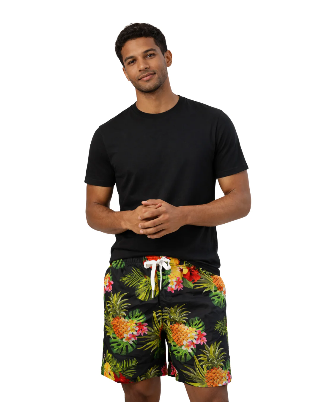 Mens Swim Trunks Pineapple Black Style Sm-005