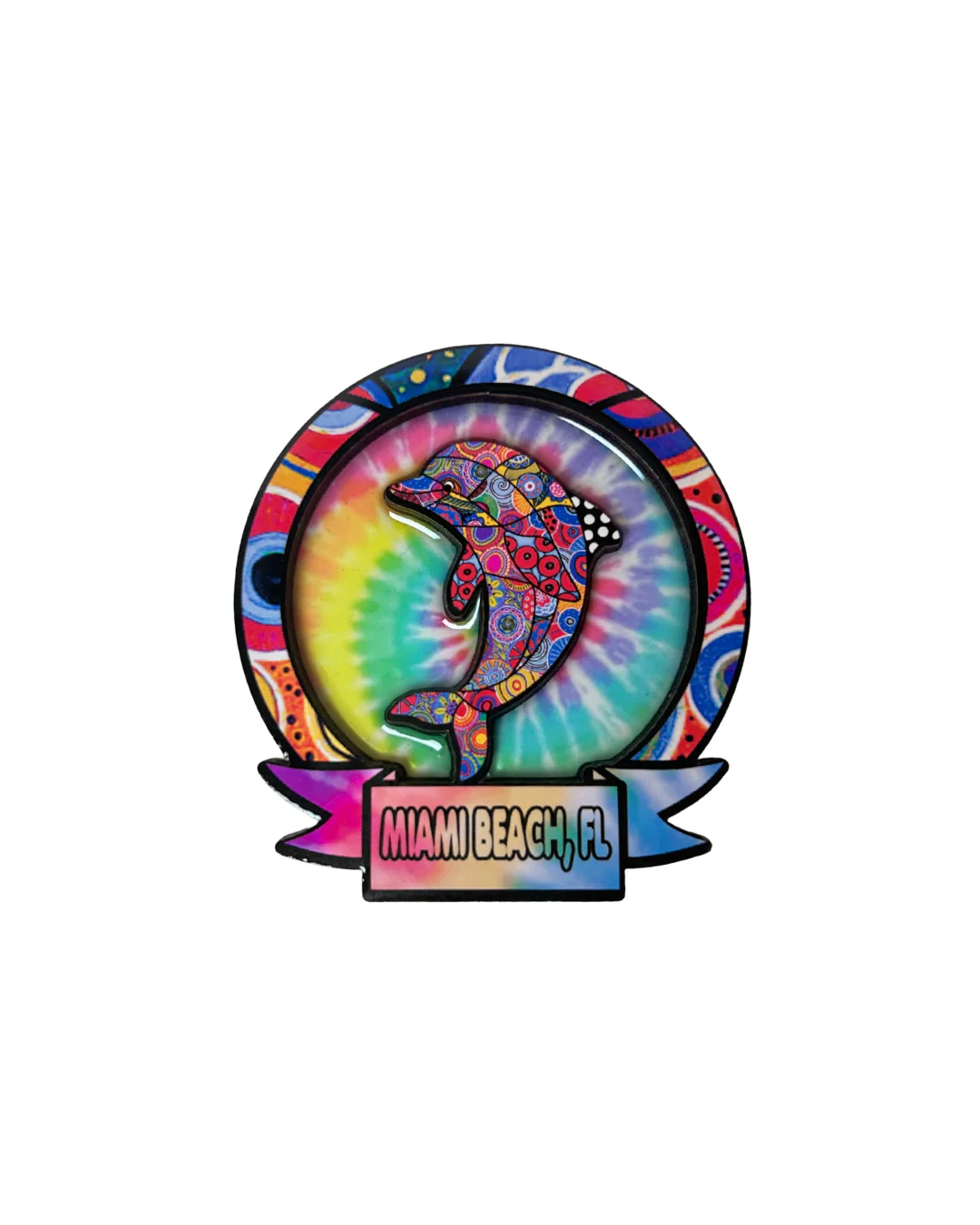 Miami Beach, Fl Dolphin Circle Design Magnet