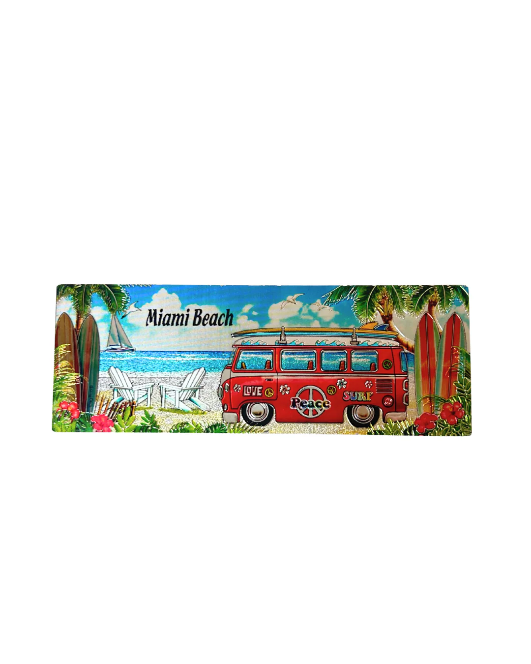 Miami Beach, Fl Love, Peace and Surf Design Magnet