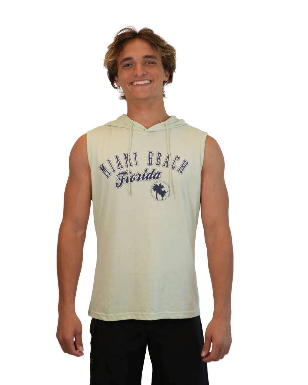 Miami Beach Fl, Palm Tree Knit Sleeveless Hoodie Style 229