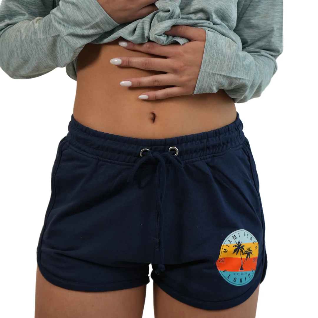 Miami Beach Two Palm Trees Midnight navy Women Short Style 802 - Image 2