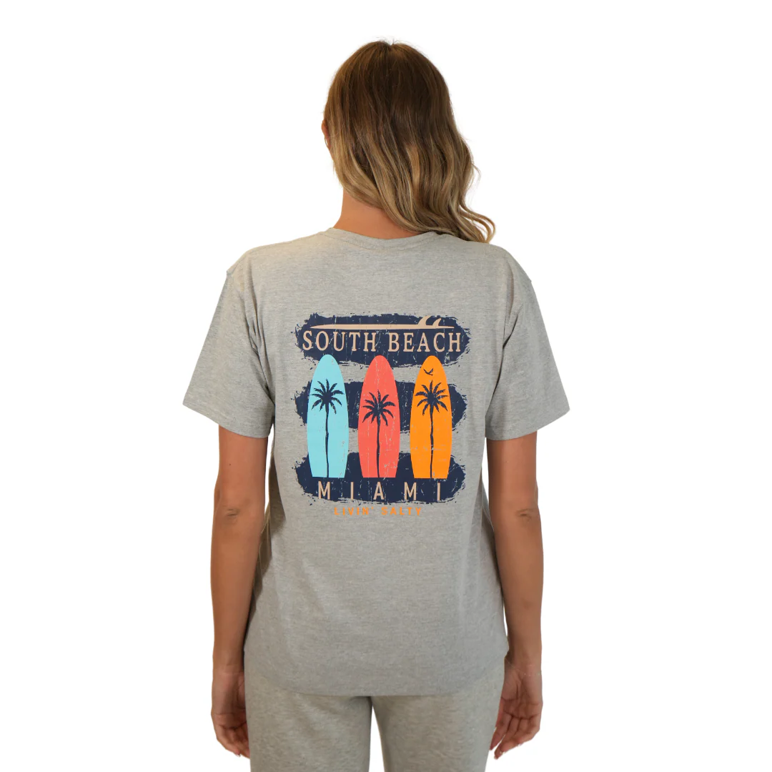 Miami Livin'salty Cotton Hea Grey Women T-Shirt Style Cc100 - Image 2