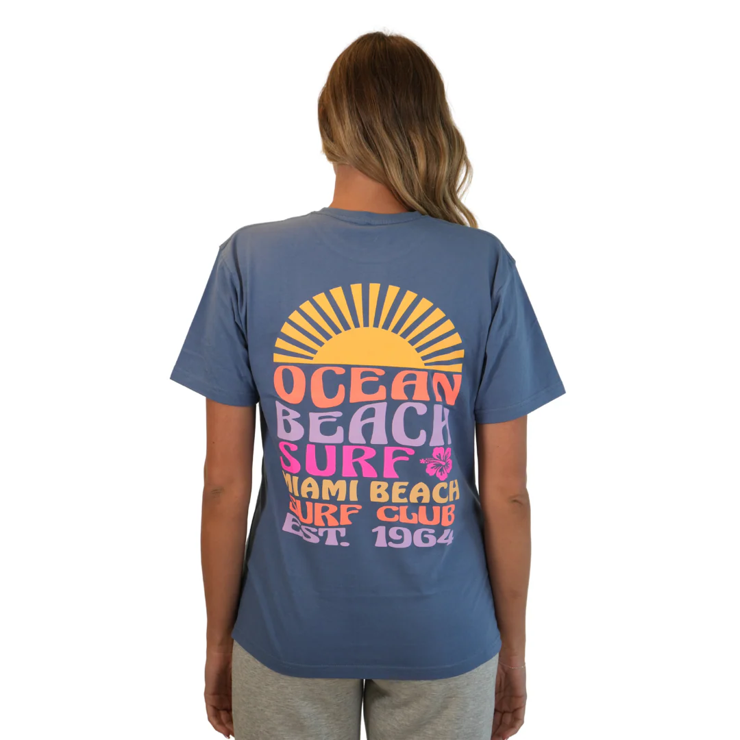 Miami Ocean Beach Combed/Cotton Women Blue Jean T-Shirt Style Cc1000 - Image 2