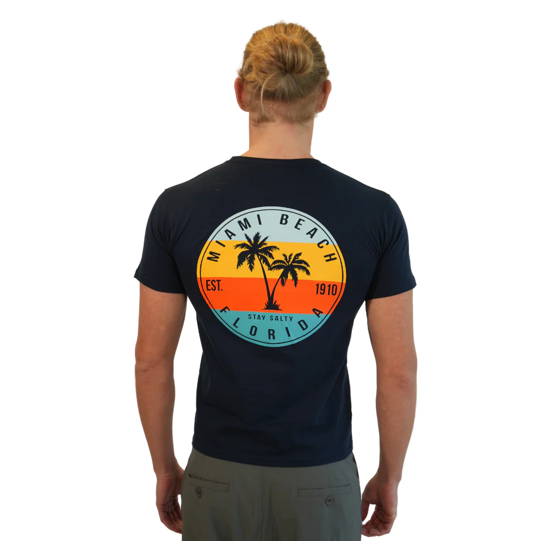 Miami Saty Salty Circle Combed/Cotton Unisex Navy T-Shirt Style Cc1000 - Image 2