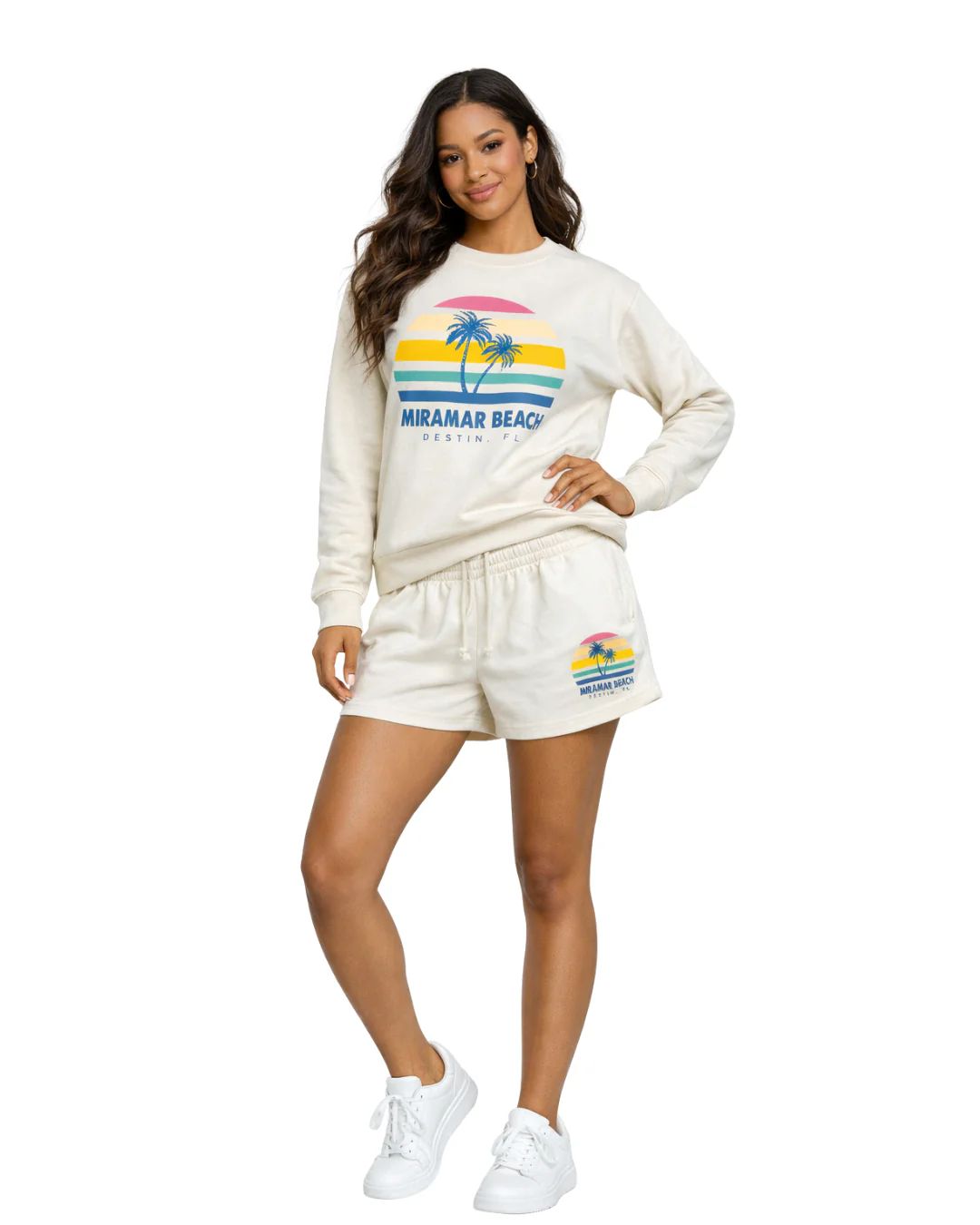 Miramar Beach, Palm Trees / Stripes Crewneck -Part of a Set- Style ETP40CN