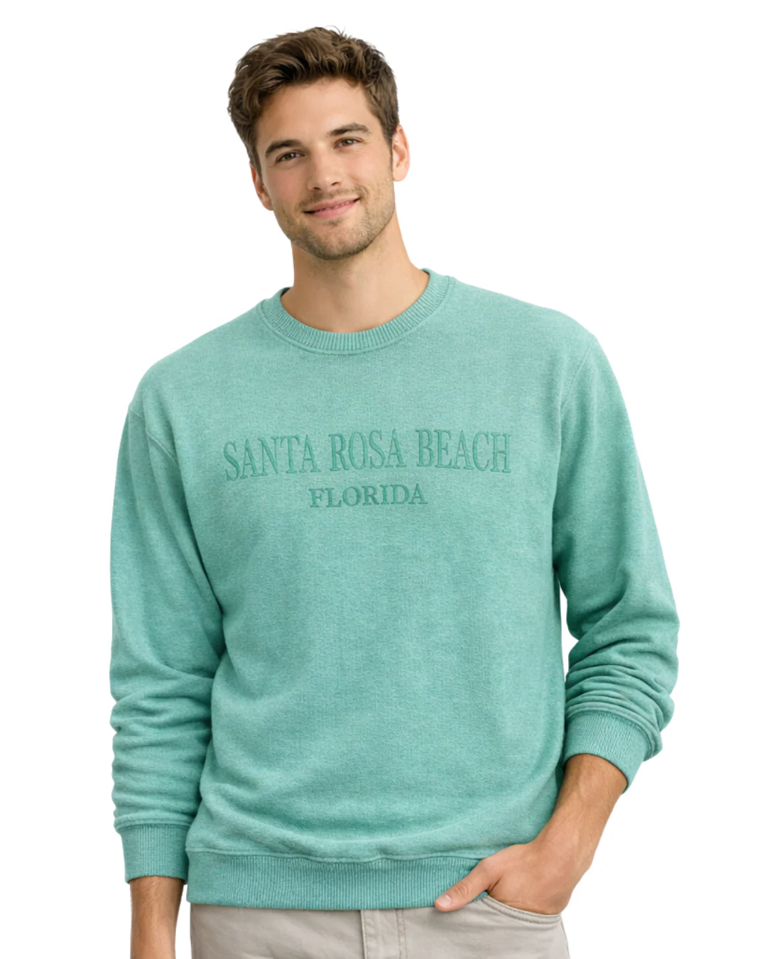Santa Rosa Beach, Fl Nantucket Crewneck – Embroidered City Name Appliqué (Style AP267AI)