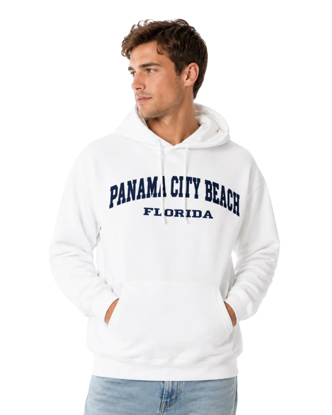 Panama City Beach, Hoodie Embroidered City Name Appliqué