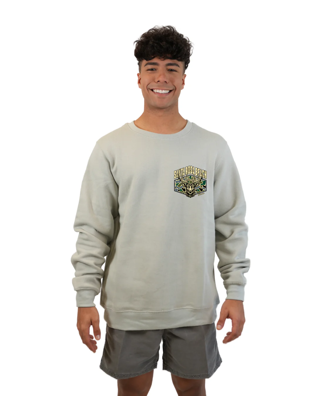 Santa Rosa Beach Deer Men Crewneck – Camouflage Edition