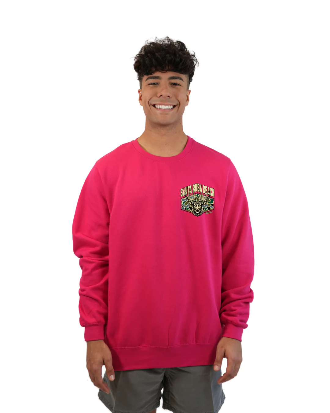 Santa Rosa Beach Deer Men Crewneck – Camouflage Edition - Image 7