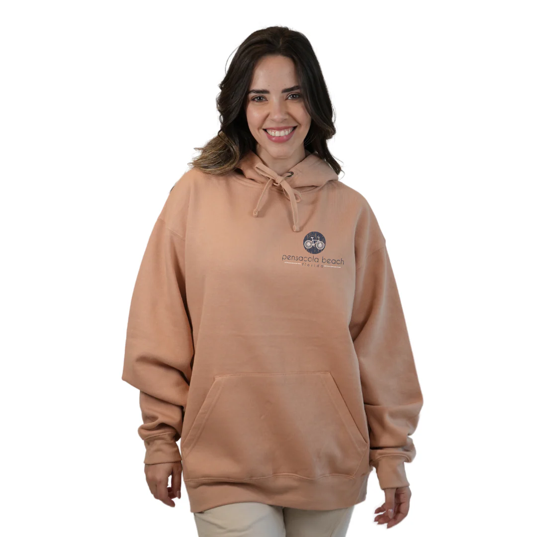 Pensacola Beach front bycicle pocket design and back big Bycicle Design Pullover Hoodie Women Style 252 - Image 8