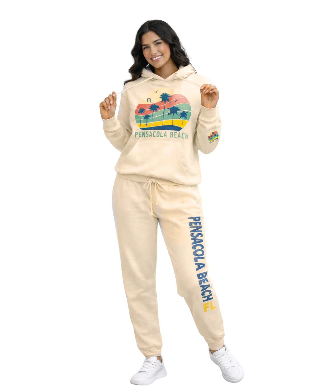 Pensacola Beach Palm Tree/ Stripes Hoodie -Part of a Set- Style ETP010HD