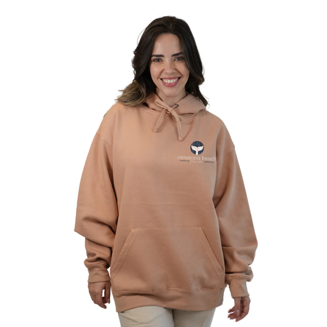 Pensacola Beach Pullover Hoodie Women with front Whale Tale pocket design and back big Whale Tale Design Style 252 - Image 11
