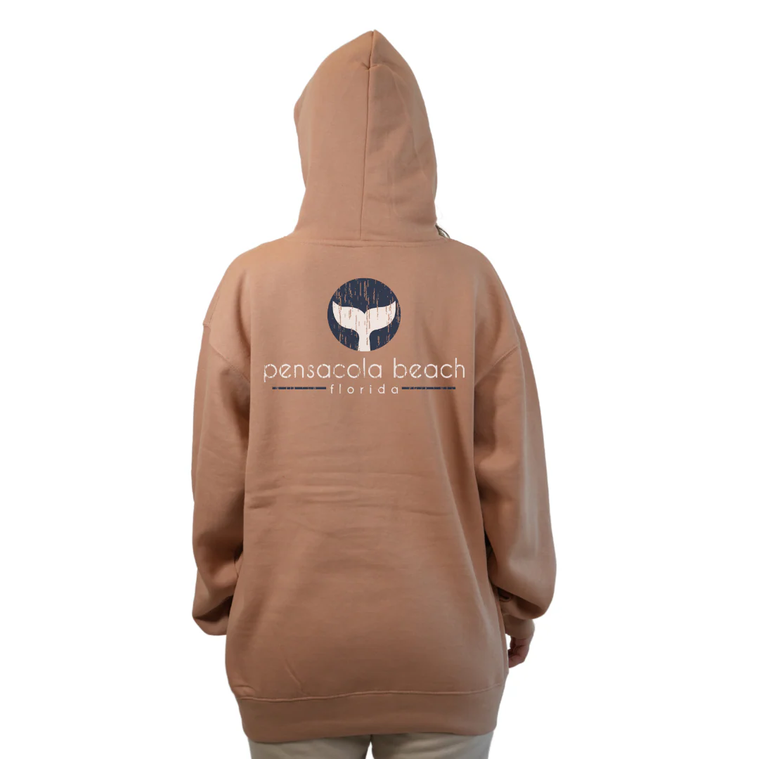 Pensacola Beach Pullover Hoodie Women with front Whale Tale pocket design and back big Whale Tale Design Style 252 - Image 12