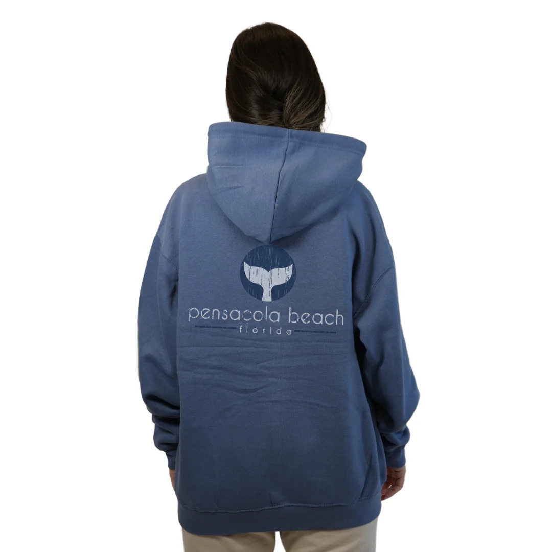 Pensacola Beach Pullover Hoodie Women with front Whale Tale pocket design and back big Whale Tale Design Style 252 - Image 6