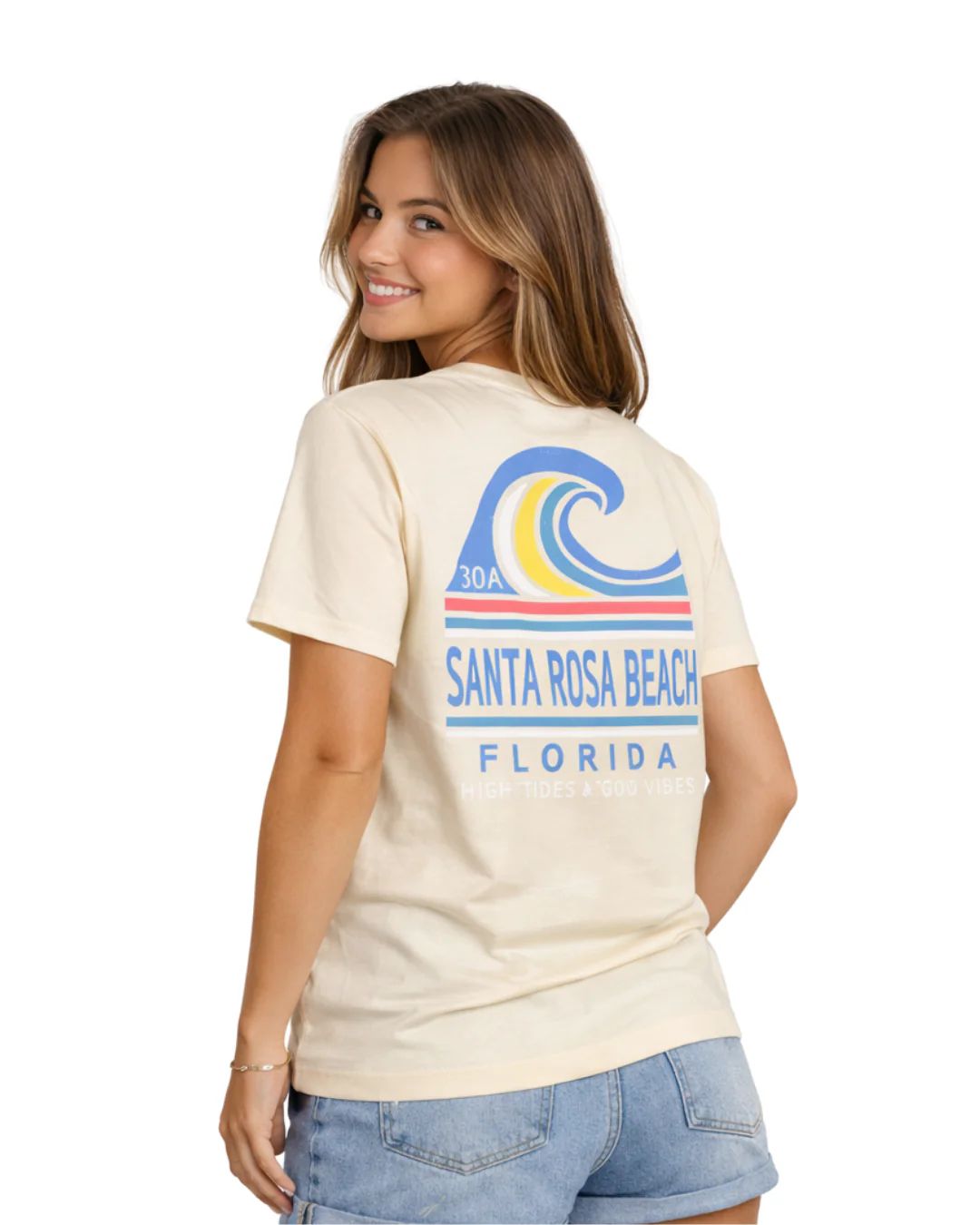 Santa Rosa Beach, Fl Good Vibes Design Women’s T-Shirt - Image 2