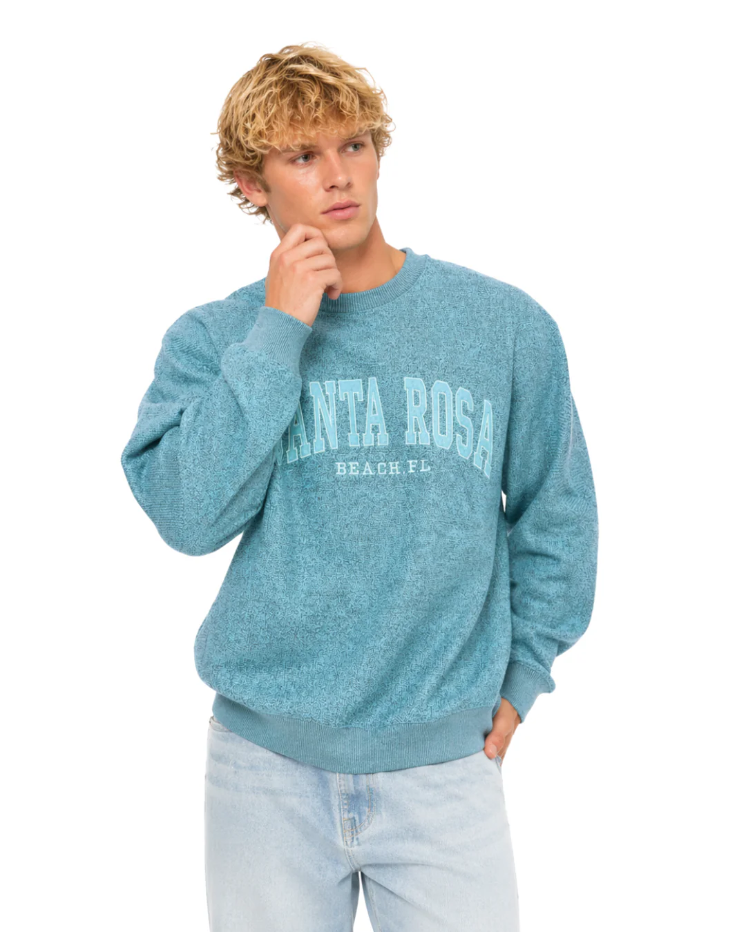 Santa Rosa Beach Fl, Nantucket Crewneck W/ City Name Applique Style Ap267