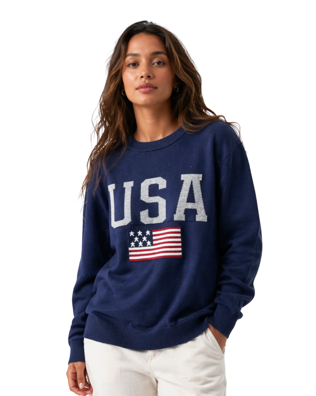 USA Flag Lightweight Women’s Crewneck Sweater